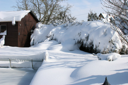 home under snow